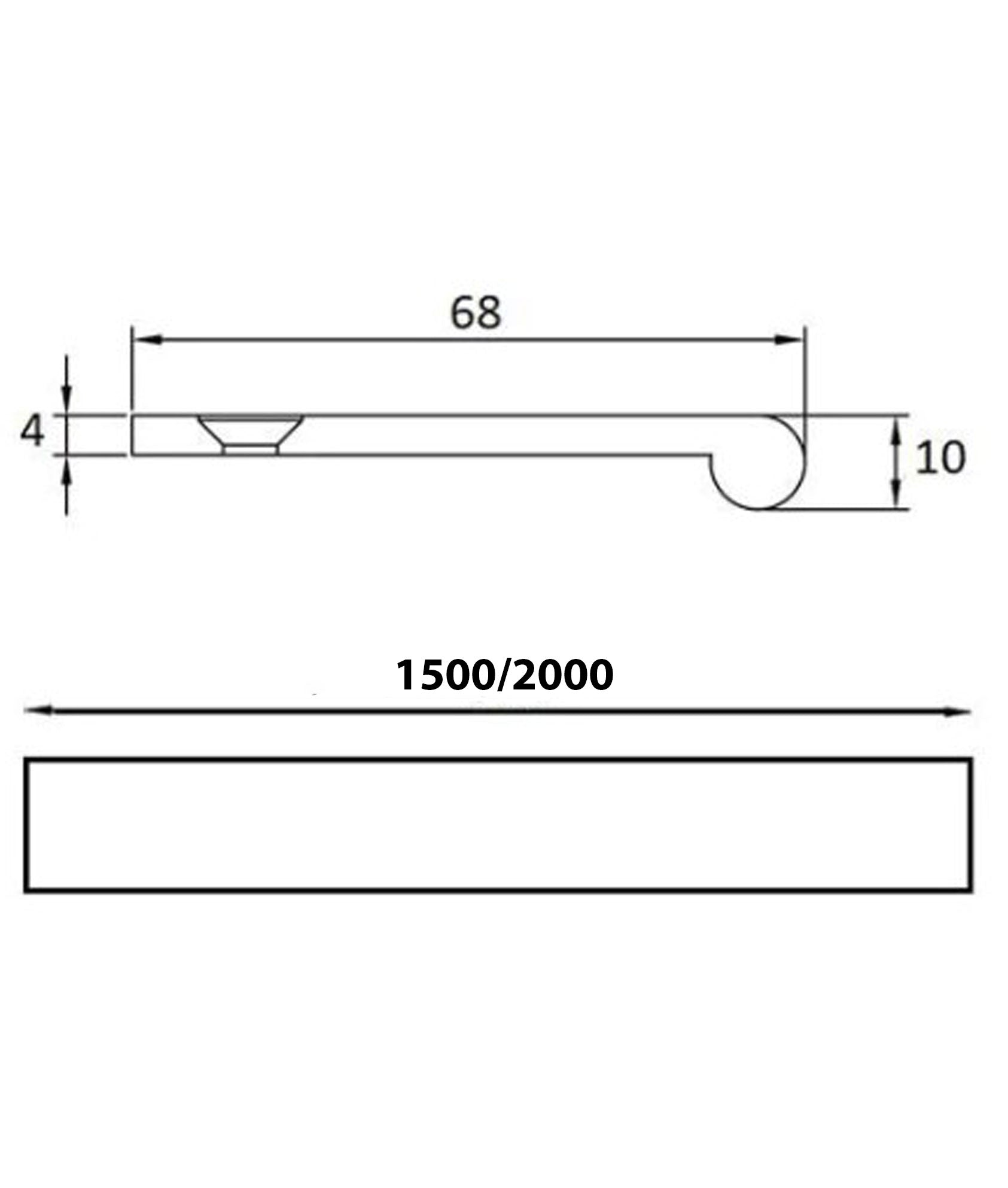 Rounded Edge Pull Handle To Suit 44mm Doors