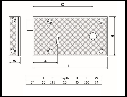 Woodrow Pattern Rim Lock