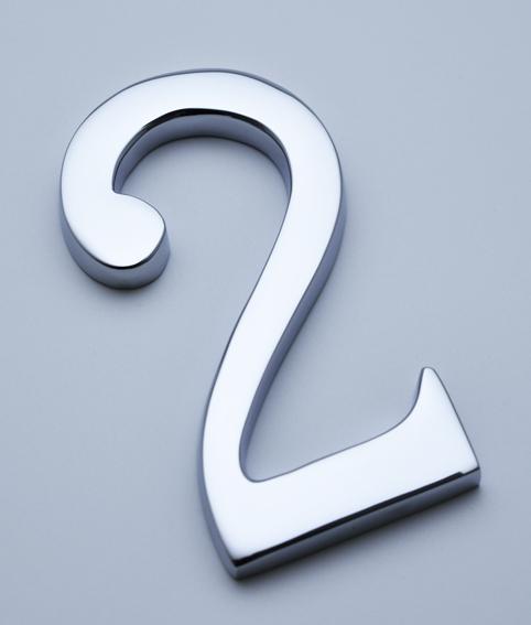 Classic Numeral 2, Pin Fix, 102mm — A&H Brass