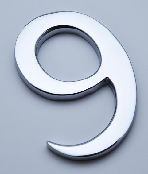 Classic Numeral 9, Pin Fix, 102mm — A&H Brass