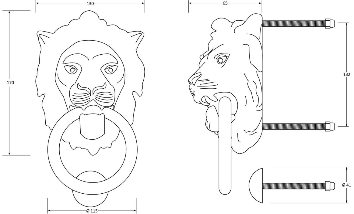 Unlacquered Polished Brass Edwin Lion Door Knocker