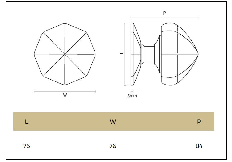 Heavy Pointed Octagonal Centre Door Knob