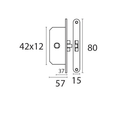 Slim Short Mortice Latch 12mm Thick
