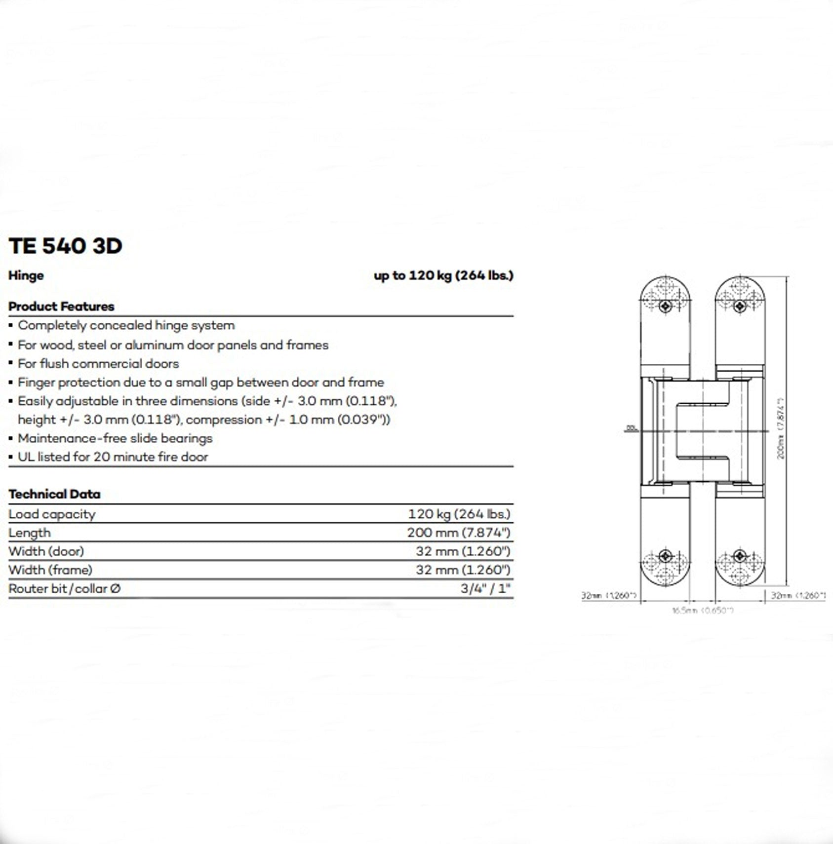 TECTUS 540 3D Concealed Hinge