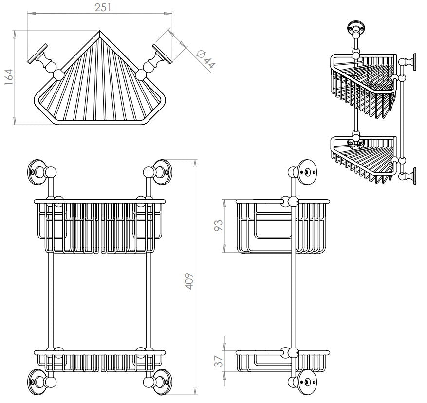 Templemore Two Tier Corner Shower Basket