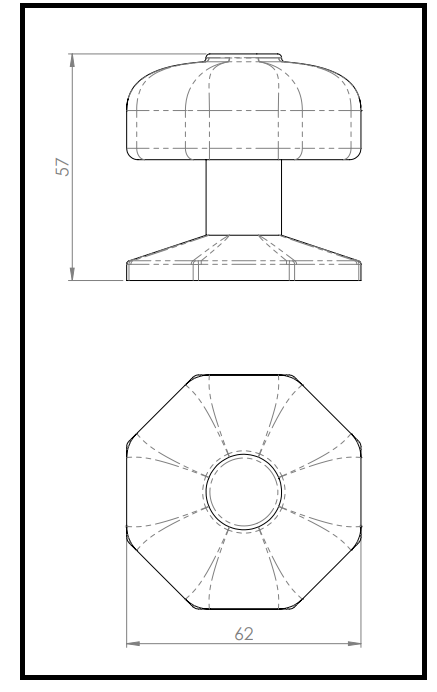 Black Wrought Iron Single Step Octagonal Centre Door Knob