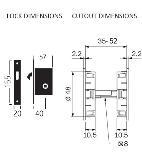 Renzo Round Pocket Sliding Door Lock Kit (Fully Flush)