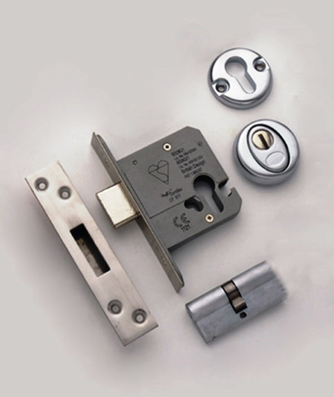 BS3621 High Security Euro Profile Deadlock c/w Cylinder & Escutcheons 76mm/57mm (Key & Key)