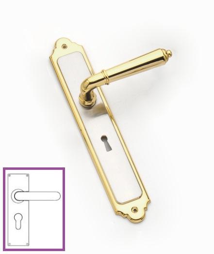 Space Lever On Shaped Plate (Satin Nickel/Gold)