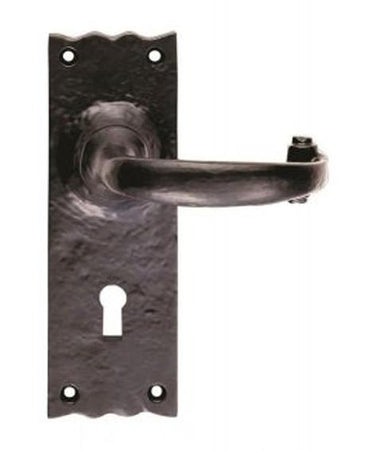 Black Wrought Iron Scroll Lever Lock on Plate