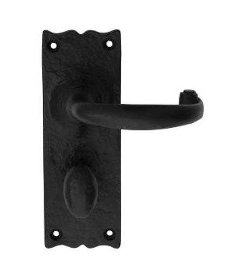 Black Wrought Iron Scroll Bath Lever on Plate
