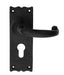 Black Wrought Iron Scroll Euro Lever Lock on Plate