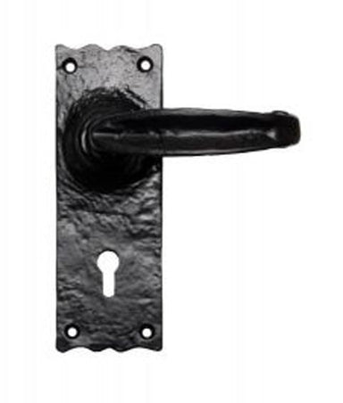 Black Wrought Iron Crimped Lever Lock on Plate