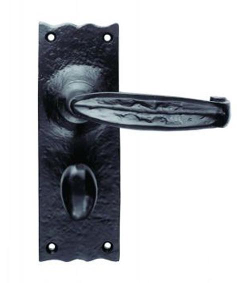 Black Wrought Iron Crimped Bath Lever on Plate