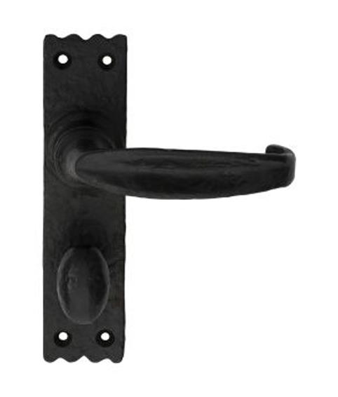 Black Wrought Iron Crimped Bath Lever on Narrow Plate