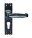 Black Wrought Iron Crimped Euro Lever Lock on Narrow Plate