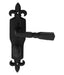 Black Wrought Iron Fleur Twist Bath Lever on Plate