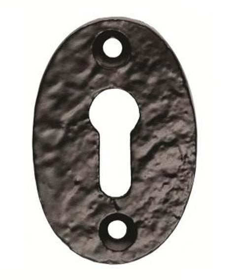 Black Wrought Iron Flat Oval Escutcheon