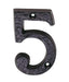 Black Wrought Iron Numeral 5, Front Fix