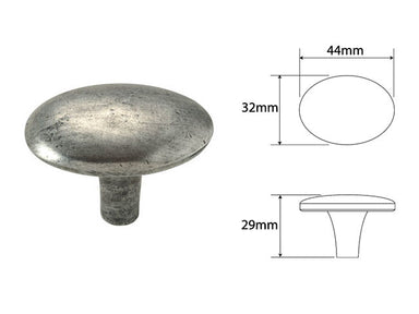 Oval Cupboard Knob (Solid Pewter)