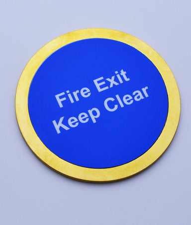 Fire Exit Keep Clear Concealed Fix Solid Brass Disc