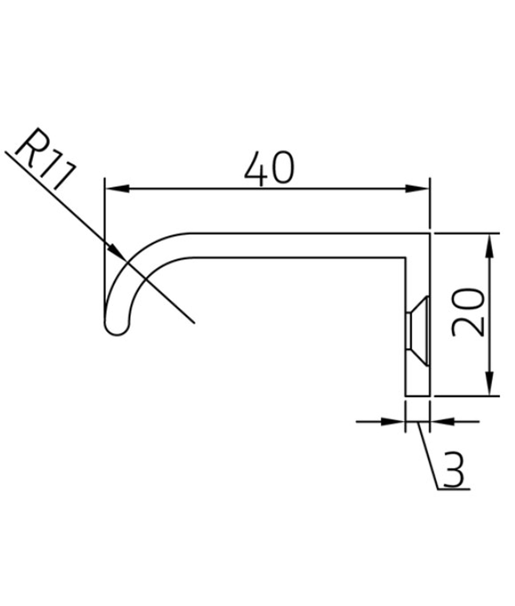 Curved Edge Pull Handle To Suit 19mm Doors (Small)