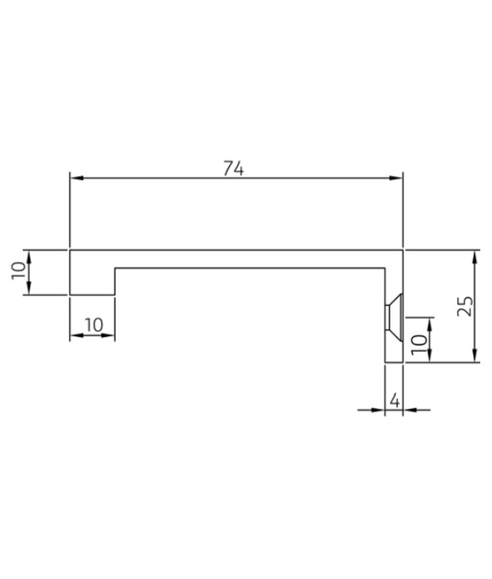 Squared Return Door Edge Pull Handle To Suit 44mm Doors (Extra Large)