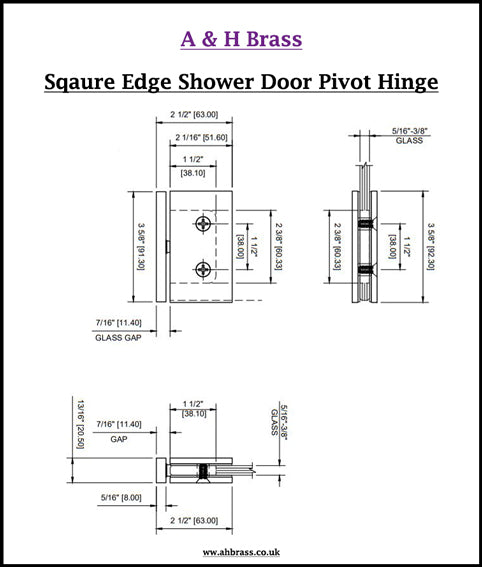 Square Edge Shower Door Pivot Hinge