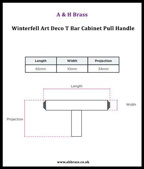Winterfell Art Deco T Bar Cabinet Pull Handle