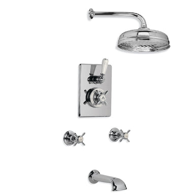 Concealed Shower Mixer with 203mm Overhead Shower & Bath Filler
