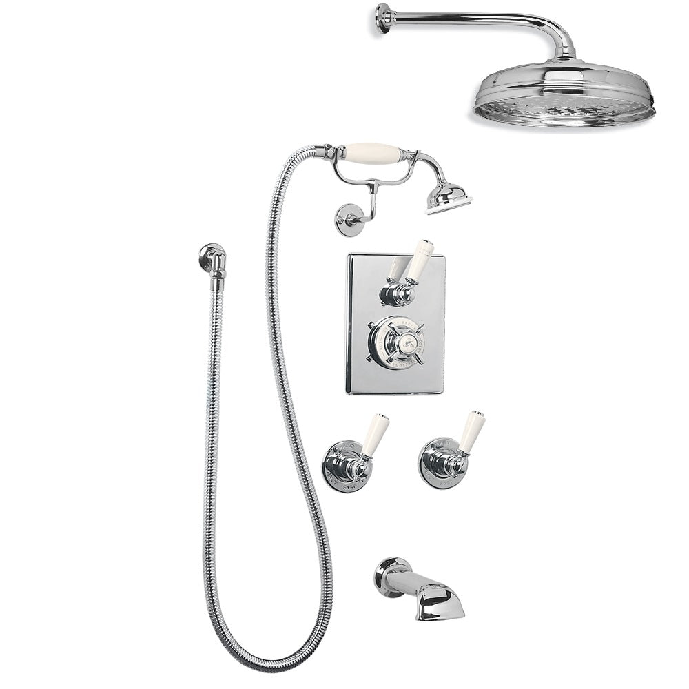 Concealed Shower Mixer with 203mm Overhead Shower,Bath Spout and Handset