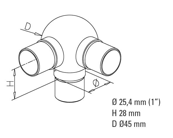 Non-Tarnish Ball Elbow 90 Degree + 1 Outlet 90 Degree