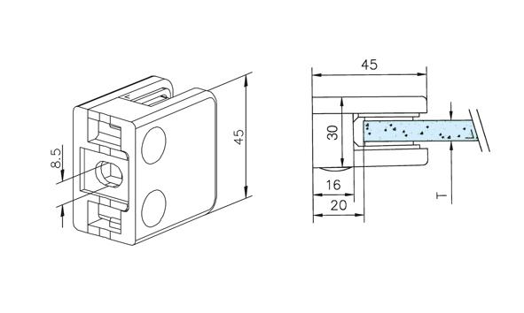 Non-Tarnish Flat Glass Clamp