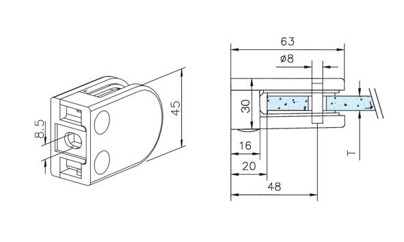 Non-Tarnish Radiused Glass Clamp