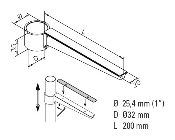 Non-Tarnish Tube Mounted Shelf Support