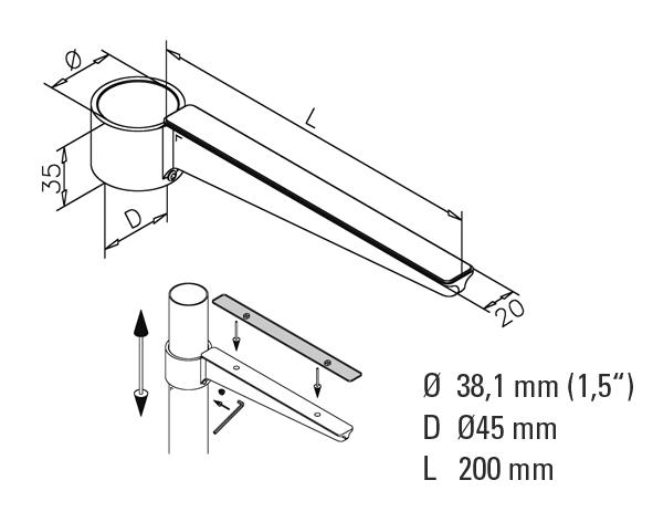 Non-Tarnish Tube Mounted Shelf Support