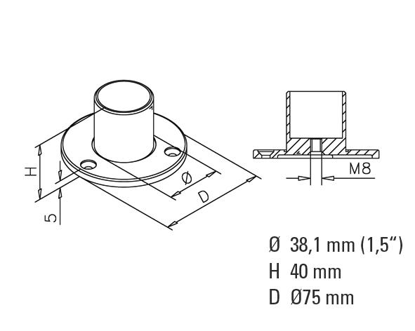 Non-Tarnish Wall & Floor Flange (Tube Fits Over Socket)