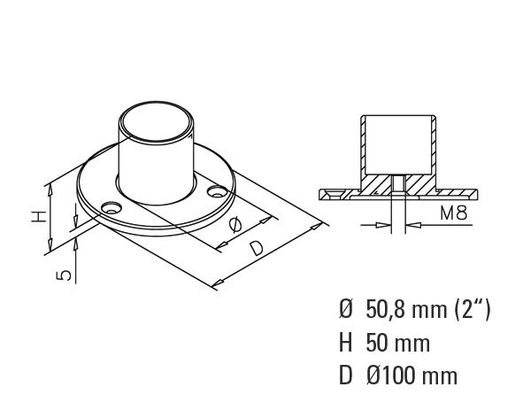 Non-Tarnish Wall & Floor Flange (Tube Fits Over Socket)